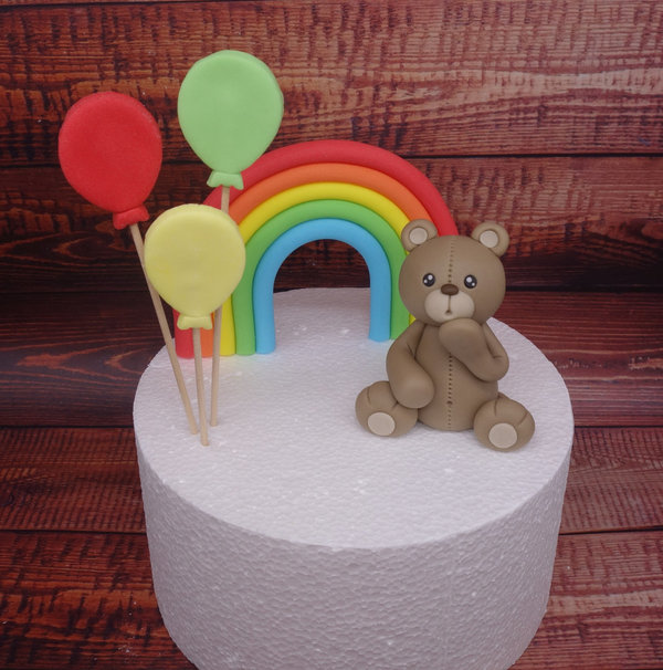 Set Teddybär mit buntem Regenbogen